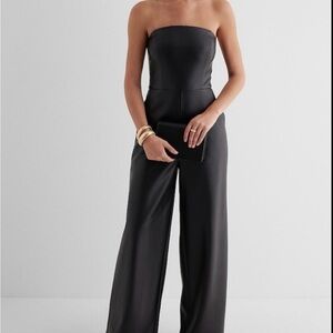 Faux Leather Strapless Wide-Leg Jumpsuit - Express - Small - NWT - So Chic